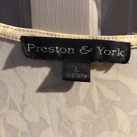 Preston & York Maxi Dress SzL Silky Lt Yellow Short Sleeves Flare Skirt V Neck - Picture 3 of 8